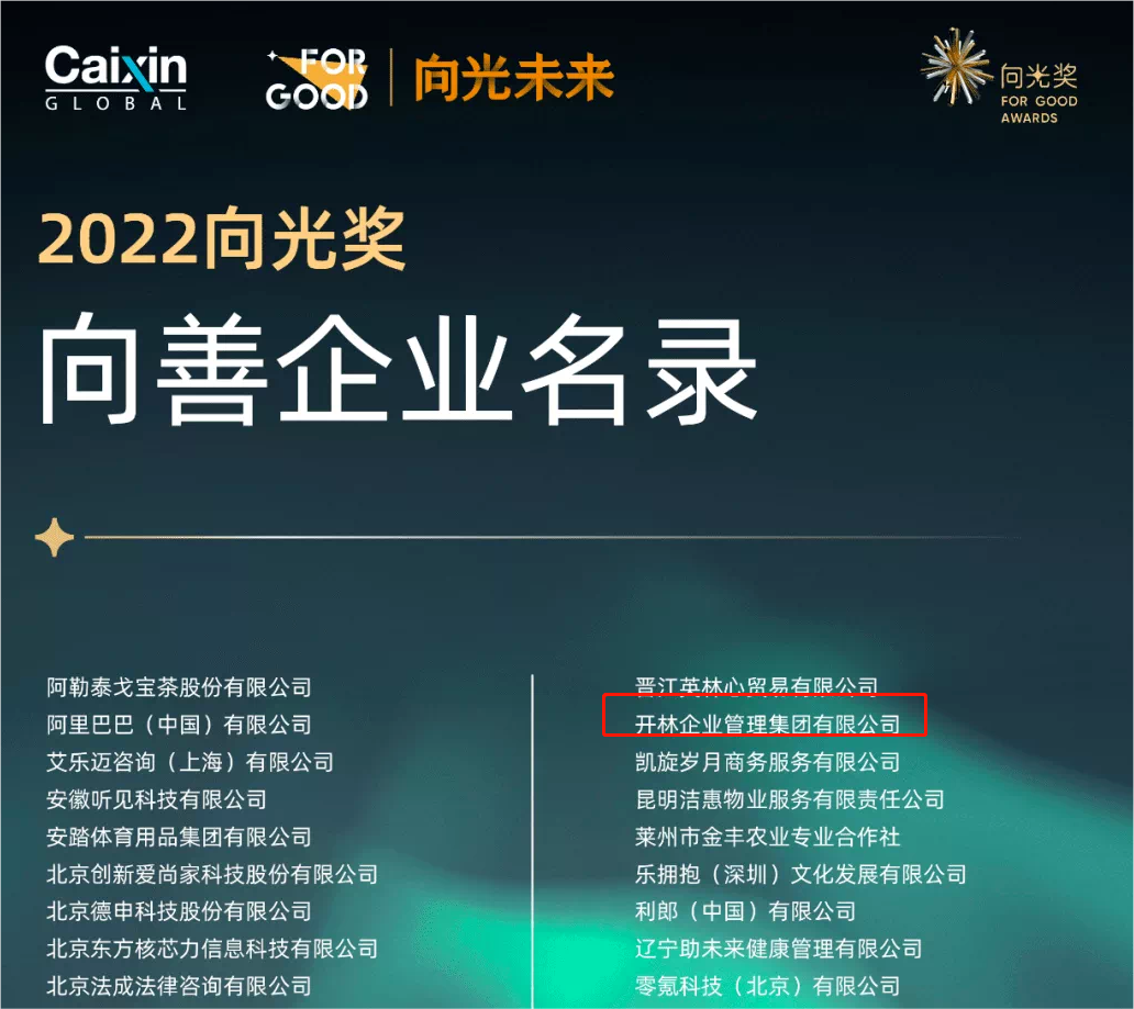 喜報(bào) | 開林集團(tuán)榮登2022向光獎(jiǎng)向善企業(yè)名錄